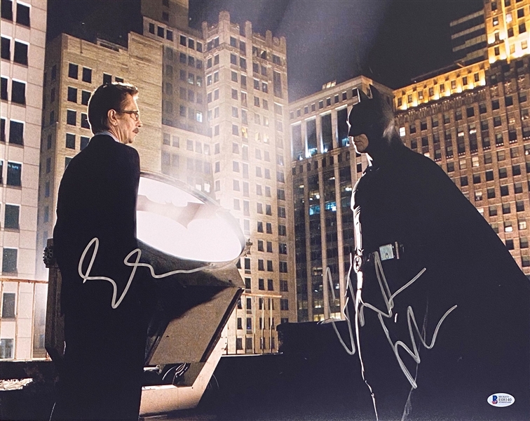 The Dark Knight: Christian Bale & Gary Oldman In-Person Signed 16" x 20" Color Photo (Beckett/BAS COA)