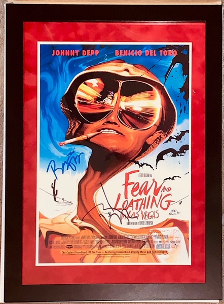 Johnny Depp & Benicio Del Toro Dual Signed 11" x 17" Photo from "Fear & Loathing in Las Vegas" in Framed Display (ACOA)