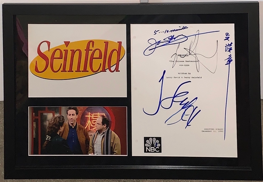 Seinfeld Cast Signed Script Cover for Famed "The Chinese Restaurant" Episode w/Seinfeld, Alexander & Hong (ACOA)