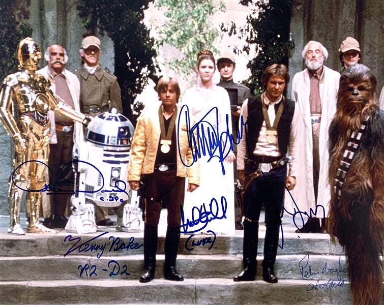 Star Wars - A New Hope: Cast Signed 11" x 14" Color Photo from Royal Award Ceremony PSA/DNA)