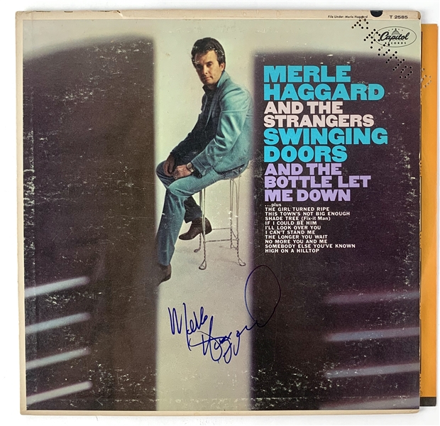Merle Haggard Desirable Signed Original "The Swinging Door and the Bottle Let Me Down" Vintage Record Album (Beckett/BAS Guaranteed)