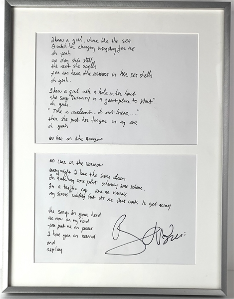 U2: Bono Signed Lyrics Print for "No Lines on the Horizon" (Beckett/BAS Guaranteed)