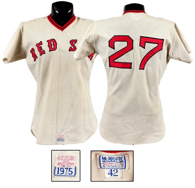 1975 Carlton Fisk Game Worn Boston Red Sox Home Jersey (Possible Post Season Use!)(100% Authentic LOA)