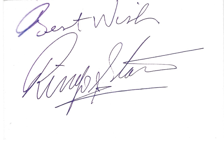 Ringo Starr Signed & Inscribed 3.5" x 5.5" Cardstock Sheet (JSA LOA)