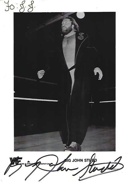 Big John Studd Rare Signed 8.5" x 11" WWF Publicity Photo (JSA LOA)