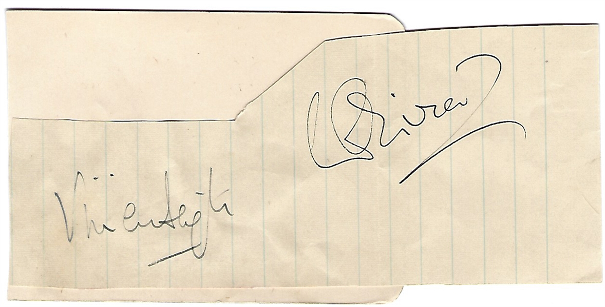 Vivien Leigh & Sir Laurence Olivier Signed Sheet (Beckett/BAS Guaranteed)