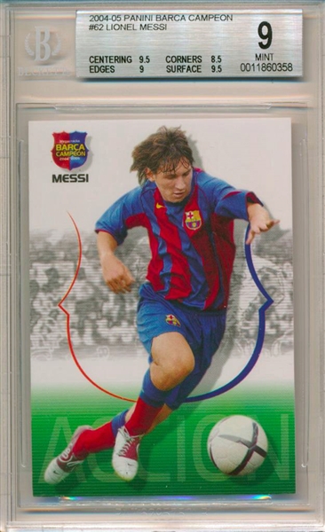 2004-05 Lionel Messi Panini Barca Campeon #82 Rookie Card - BGS MINT 9