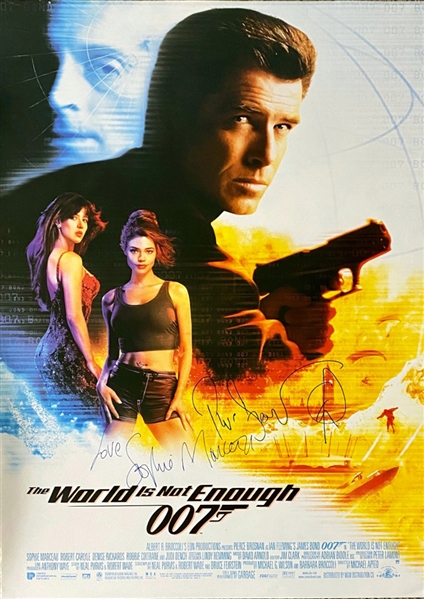 "007: The World is Not Enough" Full Size 27" x 40" Poster Signed by Pierce Brosnan & Sophie Marceau (Beckett/BAS Guaranteed)