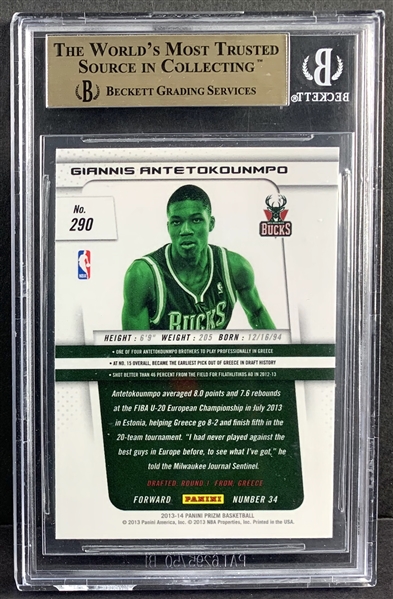 Lot Detail Giannis Antetokounmpo 2013 14 Panini Prizm Rookie Card Bgs Graded Pristine 10