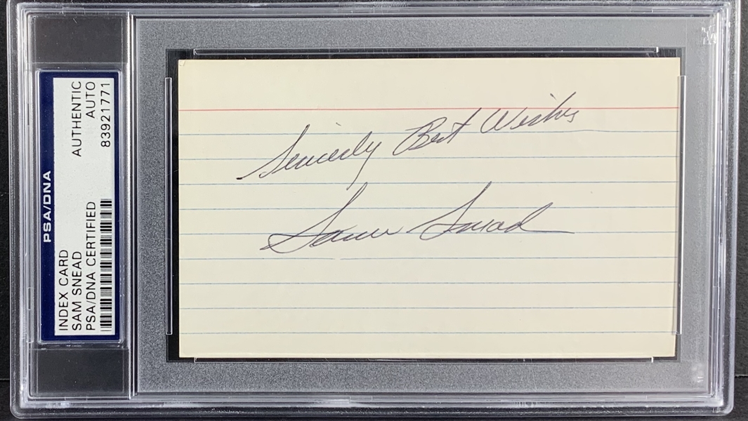 Sam Snead Vintage Signed 3" x 5" Index Card (PSA/DNA Encapsulated)