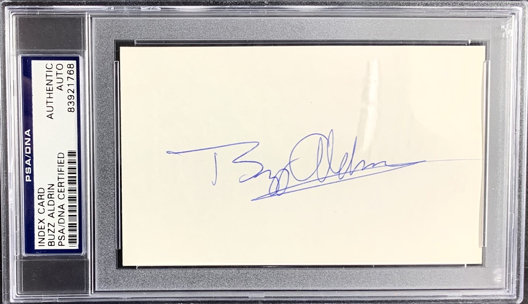 Apollo 11: Buzz Aldrin In-Person Signed 3" x 5" White Index Card (PSA/DNA Encapsulated)