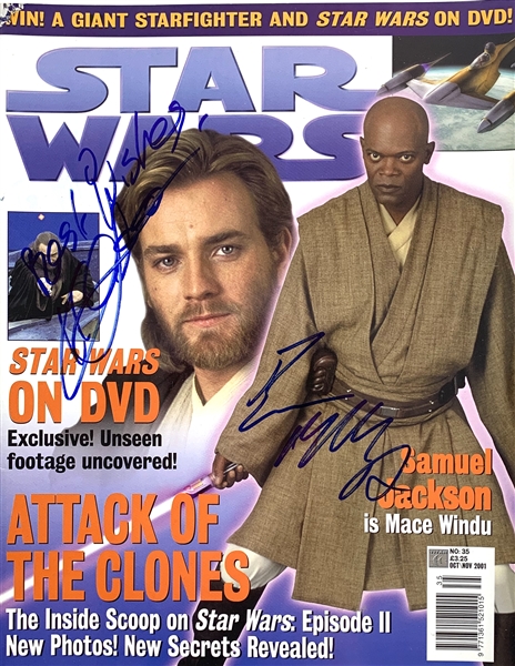Ewan McGregor & Hayden Christensen Signed Oct/Nov 2001 Issue of UK Star Wars Magazine (Steve Grad Collection)(Beckett/BAS Guaranteed)