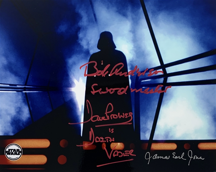 Darth Vader Signed 8" x 10" Color Photo with James Earl Jones, Bob Anderson & David Prowse (Beckett/BAS Guaranteed)(Steve Grad Collection)