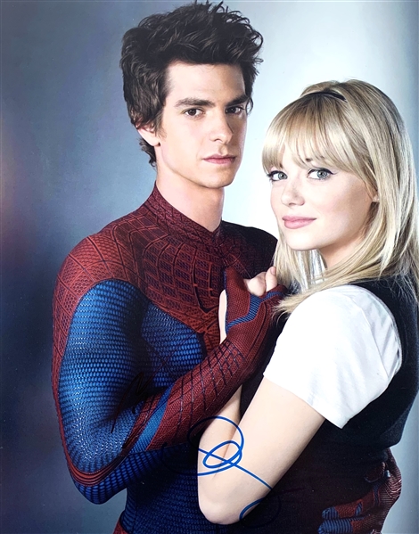 Spider-Man: Andrew Garfield & Emma Stone In-Person Signed 11" x 14" Color Photo (Beckett/BAS Guaranteed)