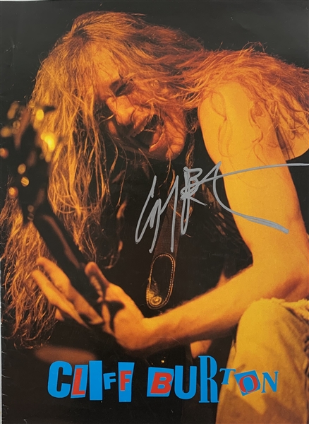 Metallica: Cliff Burton Rare Signed 9.5" x 13" 1986 World Tour Program Page Photo (Beckett/BAS Guaranteed)