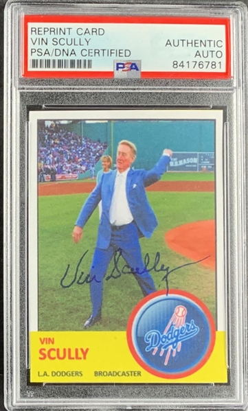 Vin Scully Signed Custom Replica Baseball Card (PSA/DNA Encapsulated)