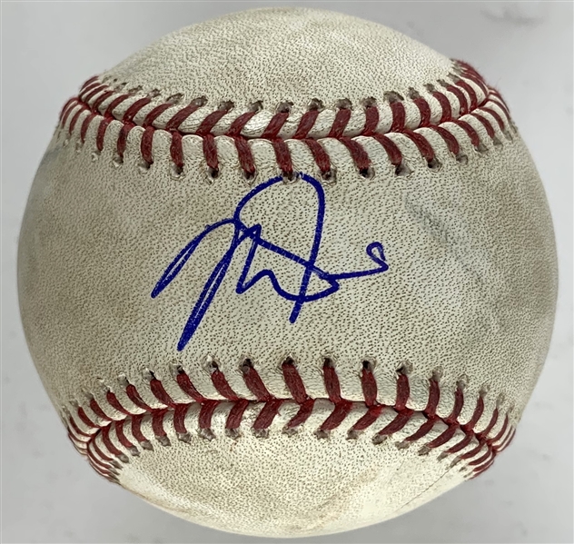 Mike Trout Signed Game Used OML Baseball :: 7-7-2019 LAA @ HOU :: Trout Multi-HR Game (MVP Season)(PSA/DNA & MLB Holo)