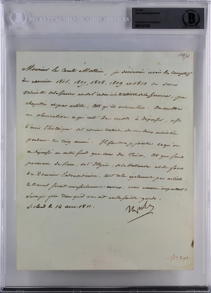Napoleon Bonaparte Signed 1811 French Letter (Beckett/BAS Encapsulated)