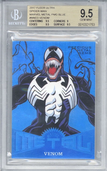 Venom 2017 Fleer Ultra Marvel Metal PMG Blue Limited Edition /49 Trading Card (Beckett BGS 9.5)