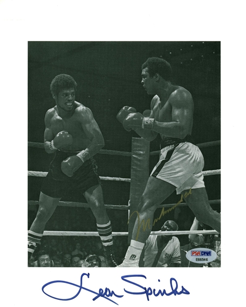 Muhammad Ali & Leon Spinks Dual Signed 8" x 10" Photograph (Beckett/BAS Guaranteed) 