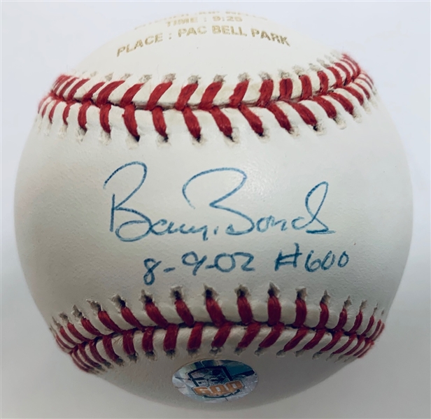 Barry Bonds Signed & "600" Inscribed OML Baseball (Steiner)