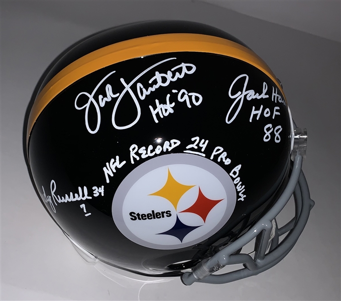 Jack Ham, Jack Lambert & Andy Russell Signed & Inscribed "24 Pro Bowls" Replica Helmet (Beckett/BAS)