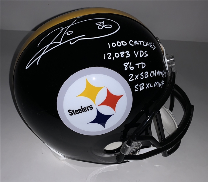 Hines Ward Signed Full Size Replica Steelers Stat Helmet (Beckett/BAS Guaranteed)