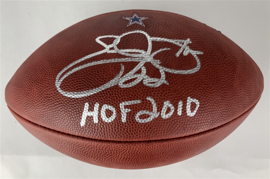 Emmitt Smith Signed & "HOF 2010" Inscribed Game-Issued Cowboys NFL Football (Beckett/BAS Guaranteed)