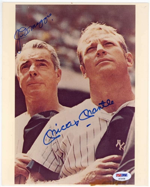 Mickey Mantle & Joe DiMaggio Dual Signed 8" x 10" Yankees Photograph (PSA/DNA)