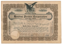 Harry Houdini Signed Houdini Picture Corporation Stock Certificate (BAS/Beckett)