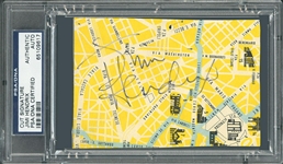 Jimi Hendrix Signed 4.75" x 3.25" Italian Map Segment :: Hendrix Signs While Performing in Milan in 1968! (PSA/DNA)