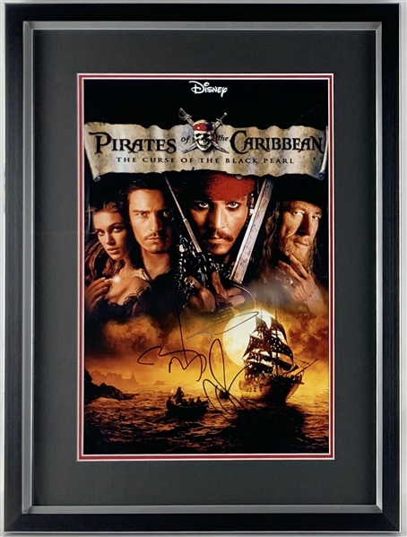 Pirates of the Caribbean Cast Signed 12" x 18" Color Photograph in Custom Framed Display (JSA)