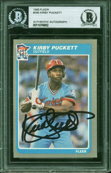 Kirby Puckett Signed 1985 Fleer #286 Rookie Card (Beckett/BAS Encapsulated)