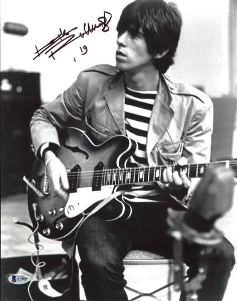 The Rolling Stones: Keith Richards Signed 11" x 14" B&W Photo (Beckett/BAS)