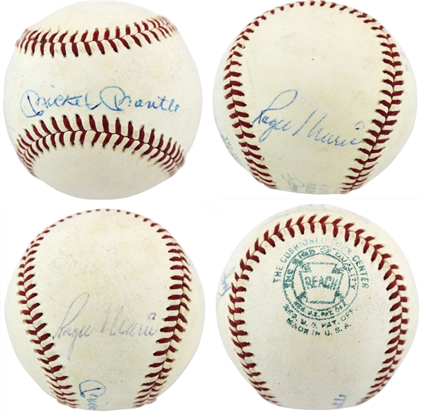 Mickey Mantle & Roger Maris Dual-Signed OAL (Cronin) Baseball w/ 2 Maris Sigs! (PSA/DNA)
