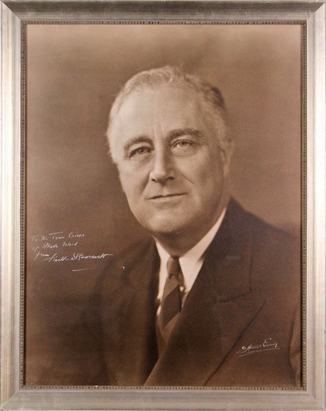 Franklin D. Roosevelt HUGE Signed & Framed Harris & Ewing Presidential Portrait - The Largest We Have Ever Seen! (Beckett/BAS)