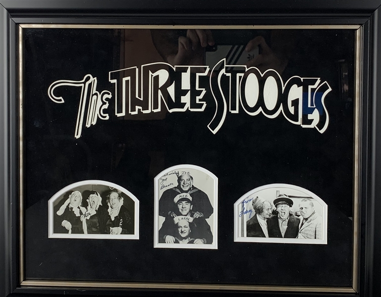 The Three Stooges Signed 17" x 22" Framed Display (JSA)