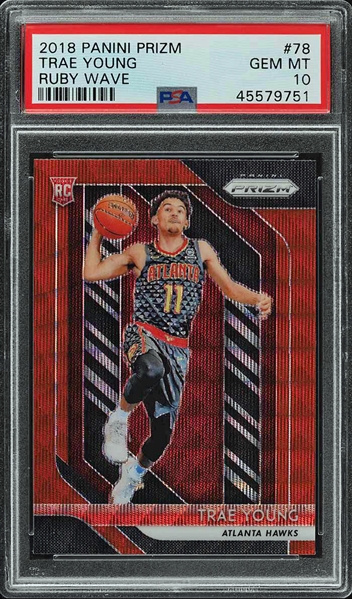 2018 Trae Young Panini Prizm Ruby Wave #78 Rookie Card :: PSA GEM MINT 10