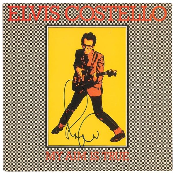 Elvis Costello In-Person Signed "My Aim is True" Record Album Cover (John Brennan Collection)(Beckett/BAS Guaranteed)