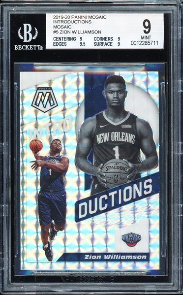 2019-20 Zion Williams Panini Mosaic Introductions Mosaic #5 :: BGS Graded MINT 9 with 9.5 Subgrade