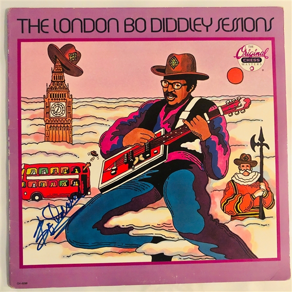 Bo Diddley In-Person Signed "The London Bo Diddley Sessions" Record Album Cover (John Brennan Collection)(Beckett/BAS Guaranteed)