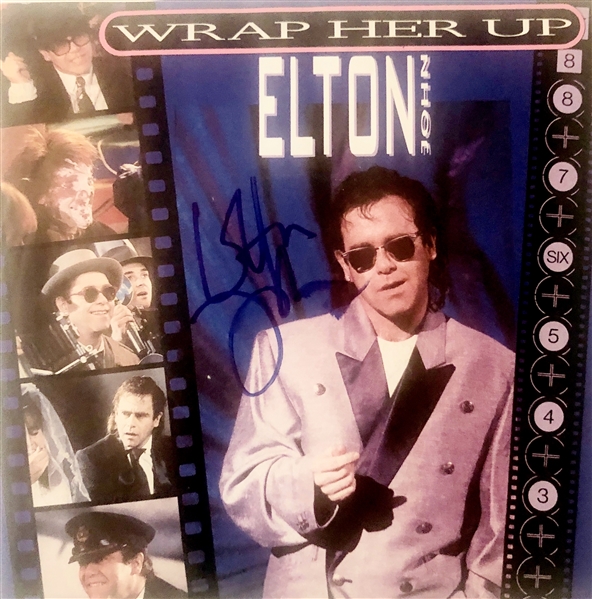 Elton John In-Person Signed "Wrap Her Up" 1985 Single Record Album (John Brennan Collection)(Beckett/BAS Guaranteed)