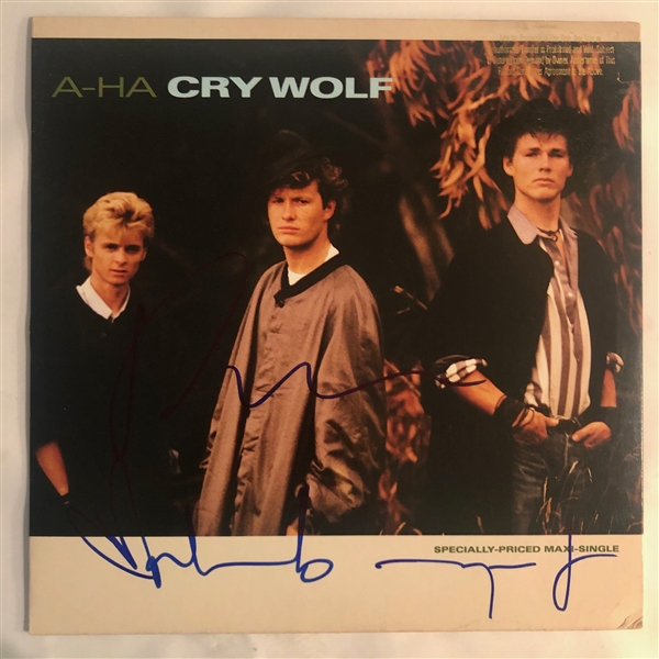 A-Ha Group Signed "Cry Wolf" 12-Inch Record Album Single (3 Sigs)(John Brennan Collection)(Beckett/BAS Guaranteed)