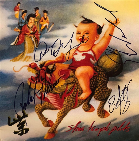 Stone Temple Pilots Group Signed "Purple" Record Album Cover (JSA LOA)