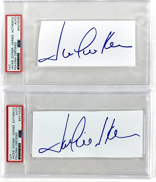 Jackie Joyner-Kersee Lot of Two (2) Cut Signatures (PSA/DNA Encapsulated)