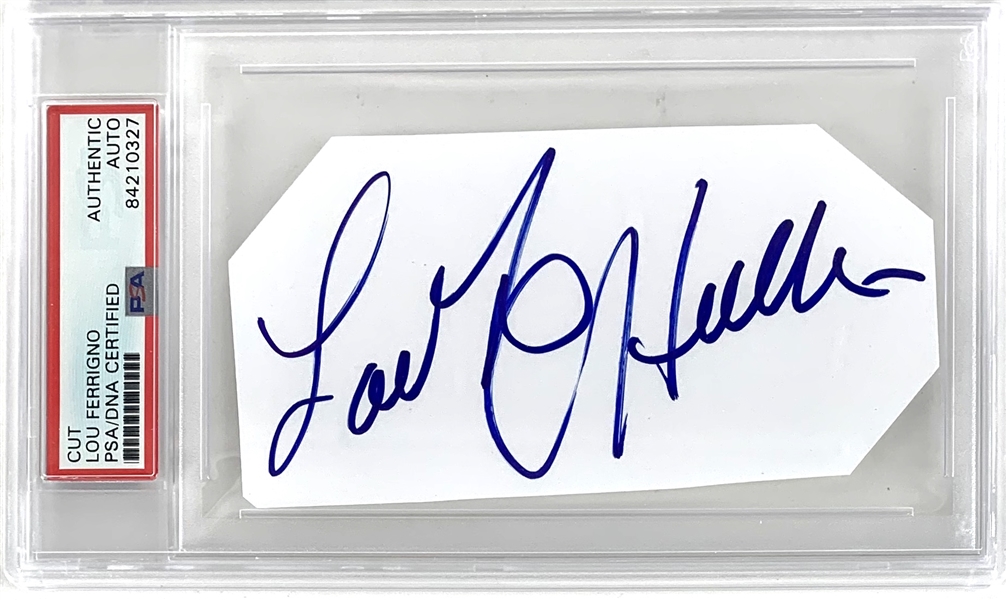 The Hulk: Lou Ferrigno Signed Cut Autograph (PSA/DNA Encapsulated)