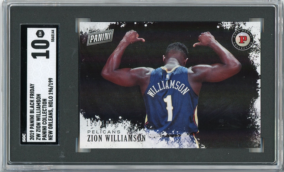 2019 Panini Black Friday Zion Williamson Panini Collection Holo :: Numbered 196/199 :: SGC Graded GEM MINT 10