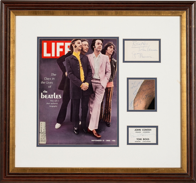 The Beatles Group Signed Cut Signature Framed Display (Beckett/BAS Guaranteed)