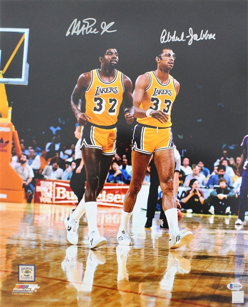 Magic Johnson & Kareem Abdul-Jabbar Dual-Signed 16" x 20" Photograph (Beckett/BAS)