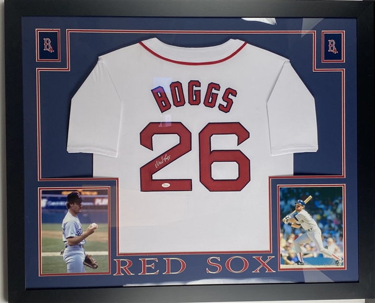 Wade Boggs Red Sox Signed Jersey Framed 35.5" x 43.5" Display (JSA)